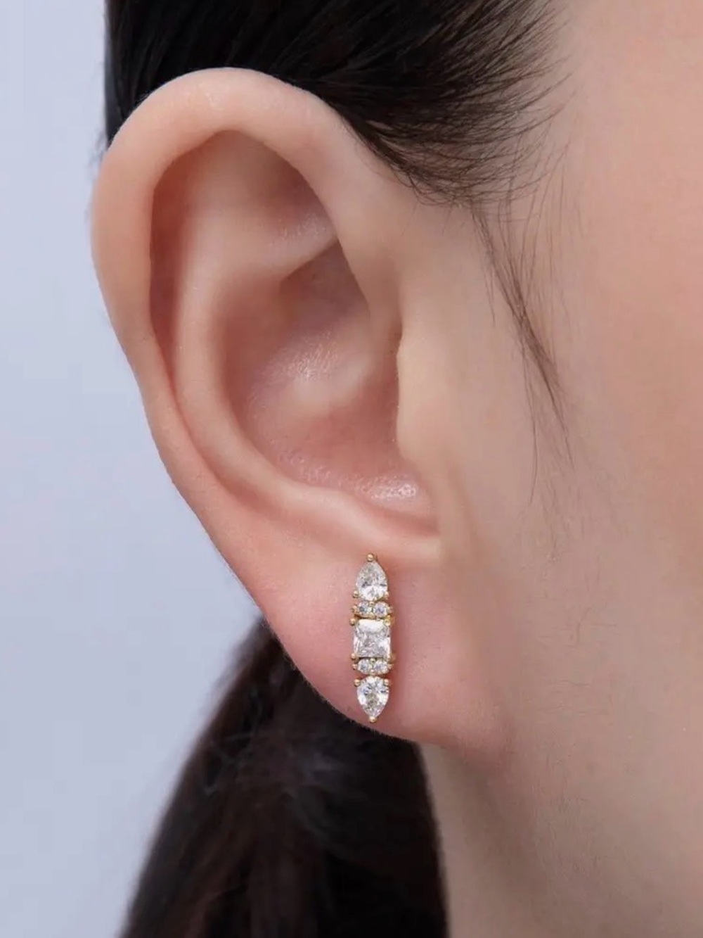 14K Gold Filled 16mm Clear
Baguette Teardrop Cz Stud Earrings - Picture 2 of 4